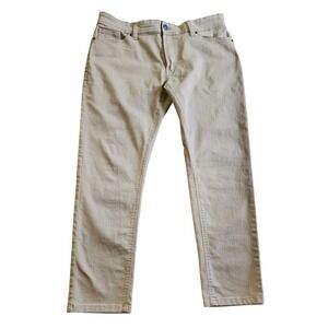Scott James Slim Fit Pants Mens Khaki Tan Stretch Chino Trousers, 36x30